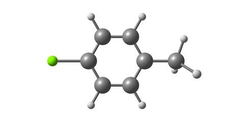 4-chlorotoluene molecular structure isolated on white