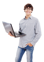 Smiling guy with laptop