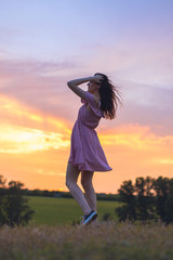  Portrait of a beautiful girl in the summer in the forest