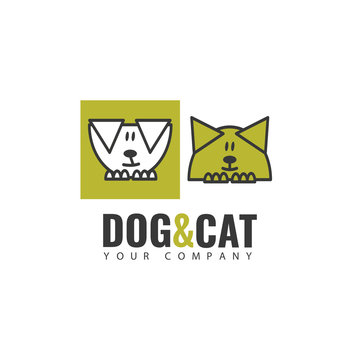 Logo template. The logo of the image of a dog and a cat, suitable for business that is associated with pets.
