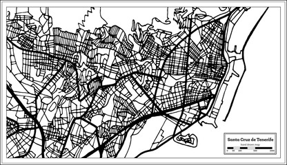 Fototapeta na wymiar Santa Cruz de Tenerife Spain City Map in Retro Style. Outline Map.