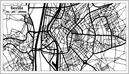 Seville Spain City Map in Retro Style. Outline Map.