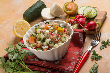spelt salad with mixed vegetables