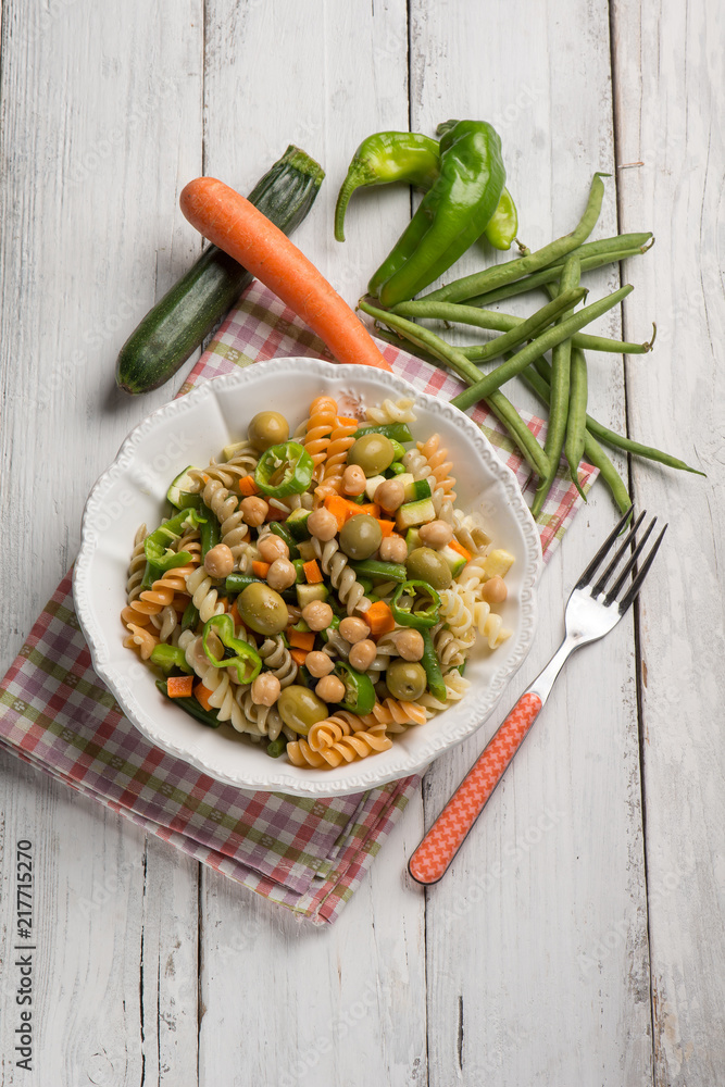 Canvas Prints cold pasta salad with mixed vegetables