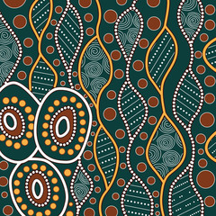 Illustration based on aboriginal style of dot background.