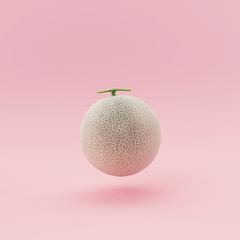 Melon on pastel pink background minimal concept.