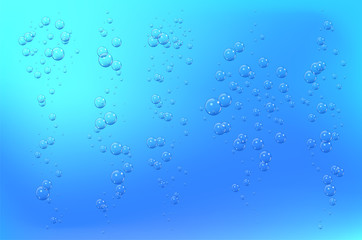 Naklejka na ściany i meble Bubbles under water vector illustration on blue background