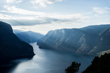 Beautiful fjord in Norway. View from the top