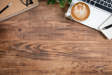 Computer office stuff with notepad