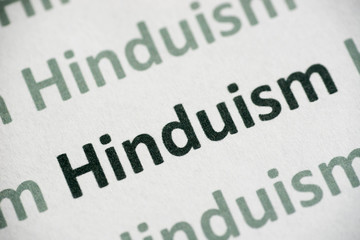 Obraz premium word Hinduism printed on paper macro