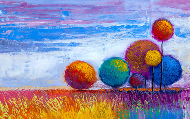 Trees, oil painting, artistic background