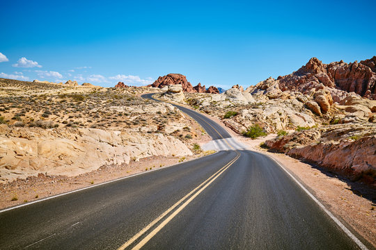 Scenic empty road, travel concept, Nevada, USA.