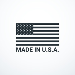 Made in USA badge with USA flag elements. Vector illustration