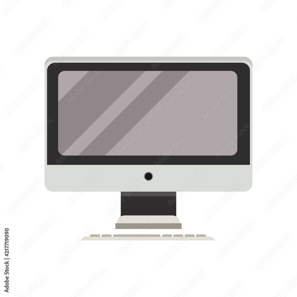 Aufkleber modern personal computer with keyboard vector illustration on a white background