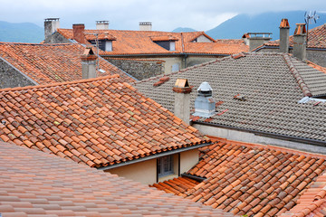 traditional roofs in the pyrenees region in france