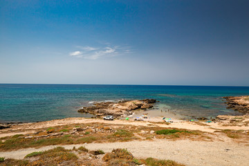 Fototapeta na wymiar 2018: Panoramic view of the beach of 