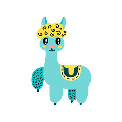 Cute cartoon llama icon