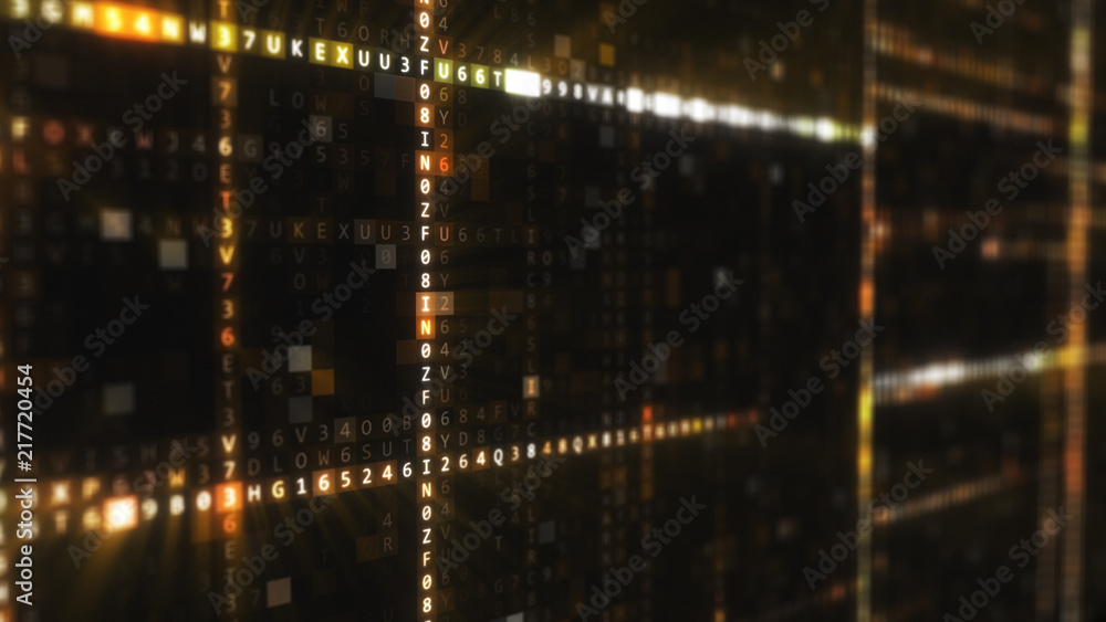 Poster abstract blue futuristic background of information technology hexadecimal digital data code 3d illus