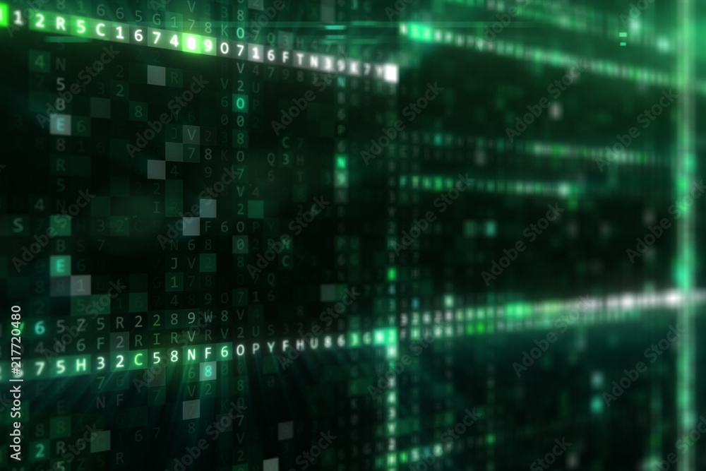 Poster abstract blue futuristic background of information technology hexadecimal digital data code 3d illus