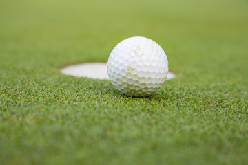 ゴルフ場のグリーンとゴルフボール