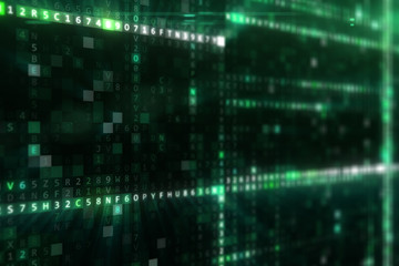 Abstract blue futuristic background of information technology hexadecimal digital data code 3d illustration