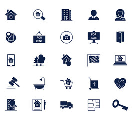 real estate glyph icon set , designed for web and app