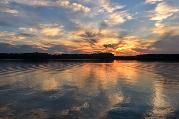 river clouds sky sunset reflections