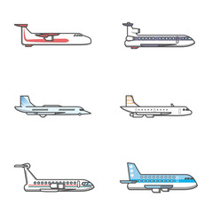 Commercial airplane icon flying view from side