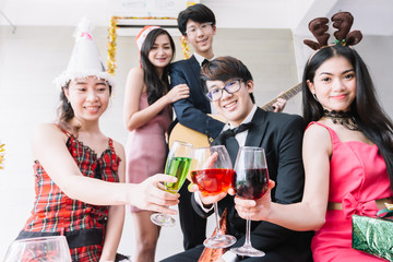 Teenagers are celebrating Christmas and New Year's Eve with cocktails.New Year celebration