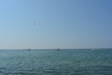 Blue sky and waves of the Black Sea, recreation and entertainment