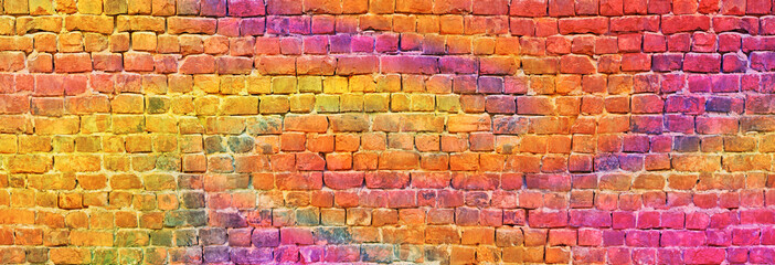 colorful brick wall background. painted in different colors brickwork