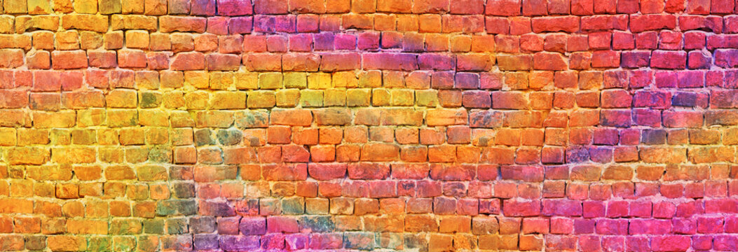 colorful brick wall background. painted in different colors brickwork © dmitr1ch