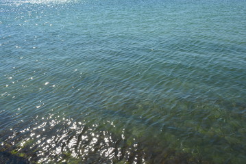 Deep blue with a transparent bottom, beautiful surface of the black sea