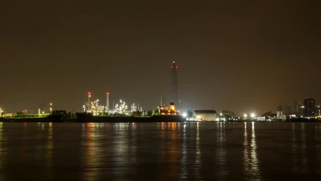 Oil Refinery Station. (Time lapse) 