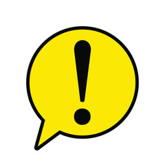 Danger warning attention sign in a speech bubble, vector illustration