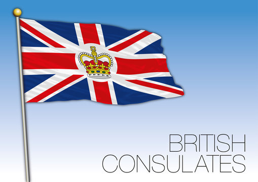British Consulate ensign flag, United Kingdom, vector illustration