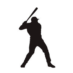 Baseball player isolated vector silhouette. Batter