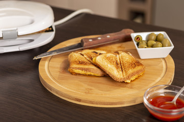 Hot sandwiches ready for eating