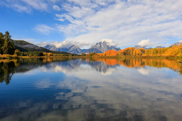 Fototapeta na wymiar Scenic Reflection Landscape of the Tetons in Autumn