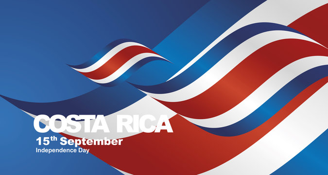 Costa Rica Independence Day flag ribbon landscape background