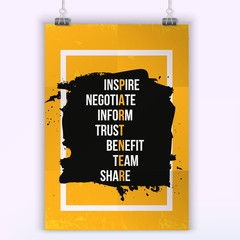 Inspiring motivation quote about Partnership. Vector typography poster and t-shirt design, office decor. Distressed background