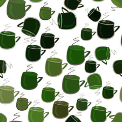Seamless coffee cup illustrations background abstract, hand drawn. Texture, effect, color & cafe.