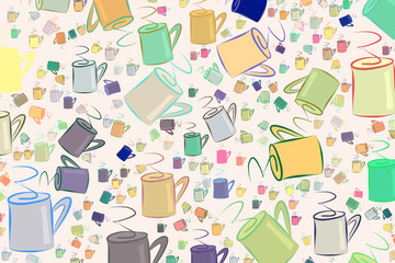 Coffee cup illustrations background abstract, hand drawn. Drink, mocha, template & backdrop.