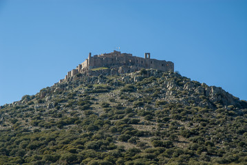 Fototapeta na wymiar view of the convent - castle of the Calatrava knights in the province of Ciudad Real, Spain.