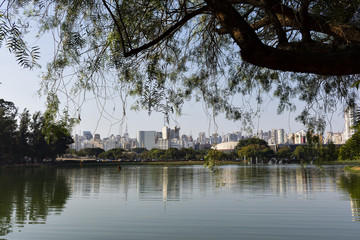 Fototapeta na wymiar View of São Paulo from the lake