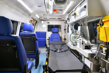 Emergency equipment and devices, Ambulance interior details. © I Viewfinder