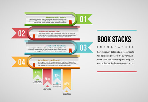 Stacked Books Infographic Layout