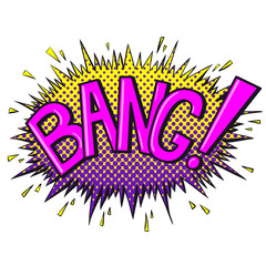 Comics text sound effects. Bubble speech phrase BANG. Vector illustration