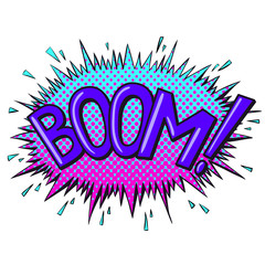 Comics text sound effects. Bubble speech phrase BOOM. Vector illustration