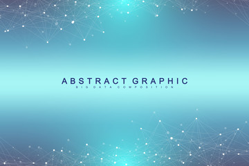 Technology abstract background with connected line and dots. Big data visualization. Perspective backdrop visualization. Analytical networks. Vector illustration.